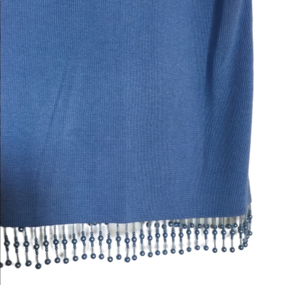 HILLARD & HANSON Beaded Trim Sweater Sleeveless Periwinkle Women’s Size Large - Picture 7 of 9